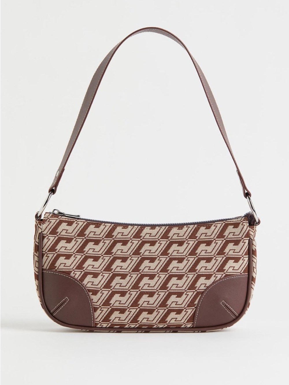H&M DIVIDED Brown and Beige Monogram Shoulder Bag
